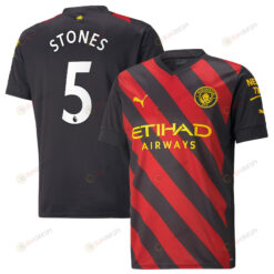 Stones 5 Manchester City Men 2022/23 Away Jersey - Black
