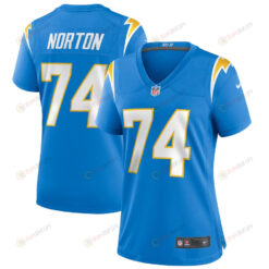 Storm Norton 74 Los Angeles Chargers Women's Game Jersey - Powder Blue