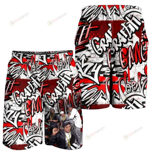 Street Gang Graffiti On Red Hawaiian Shorts Summer Shorts Men Shorts - Print Shorts