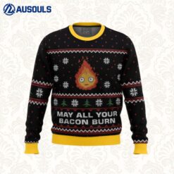 Studio Ghibli May All Your Bacon Burn Calcifer Ugly Sweaters For Men Women Unisex
