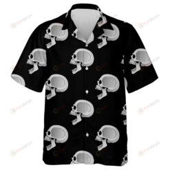 Stylish Volumetric Human Skull With Ppen Mouth Bared Teeth Hawaiian Shirt