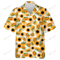 Summer Is Calling Illustraion Pattern Of Sunflowers And Its Shadow Hawaiian Shirt