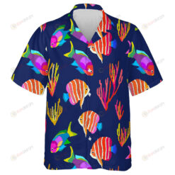 Summer Tropical Sea With Multicolored Exotic Fishes Art Design Hawaiian Shirt