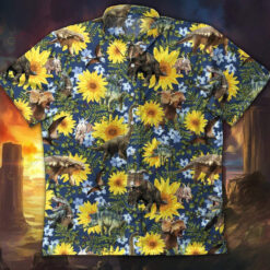 Sunflower Dinosaur Aloha Hawaiian Shirts Beach Short Sleeve