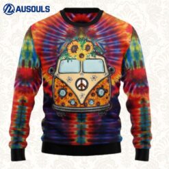 Sunflower Hippie Car Ugly Sweaters For Men Women Unisex