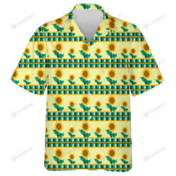 Sunflower Plant Pixel Pattern On Yellow Background Hawaiian Shirt