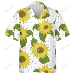 Sunflowers On White Background With Polka Dot Pattern Hawaiian Shirt