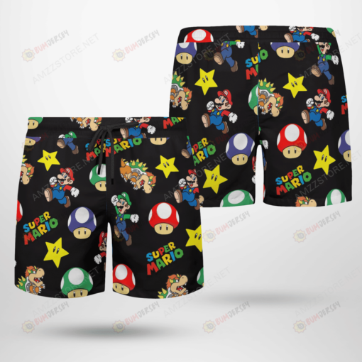 Super Mario Bros NES Game Hawaiian Short Summer Shorts Men Shorts - Print Shorts