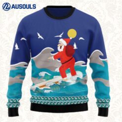 Surfing Santa Ugly Sweaters For Men Women Unisex