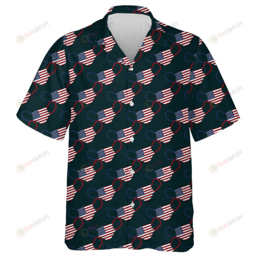 Surgical Mask With United States Flag On Dark Blue Background Hawaiian Shirt