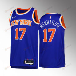 Svi Mykhailiuk 17 New York Knicks Blue Icon Edition Jersey 2022-23 Swingman