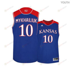 Sviatoslav Mykhailiuk 10 Kansas Jayhawks Basketball Youth Jersey - Blue