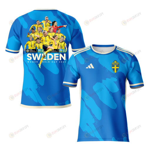 Sweden 2023 Road To World Cup Champions Youth Away Jersey - Blue - All Over Printed Jersey