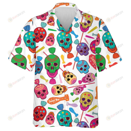 Sweet Candy Human Skull Bullet And Bombs Hawaiian Shirt