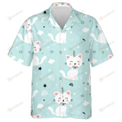 Sweet Cat And Unicorn Horn In The Sky Hawaiian Shirt