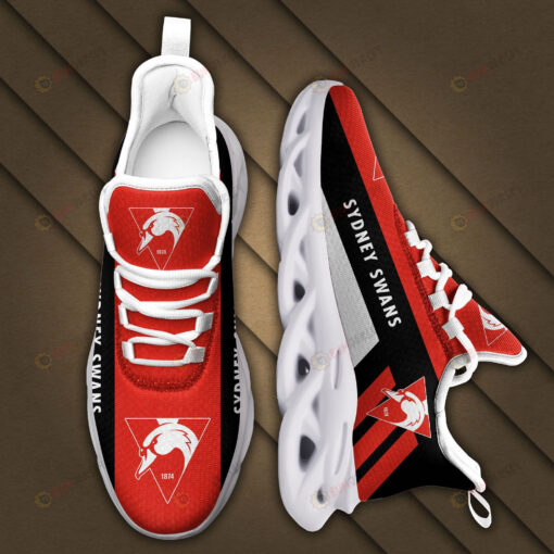 Sydney Swans Logo Black Stripe Pattern 3D Max Soul Sneaker Shoes In Red