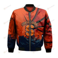 Syracuse Orange Bomber Jacket 3D Printed Basketball Net Grunge Pattern