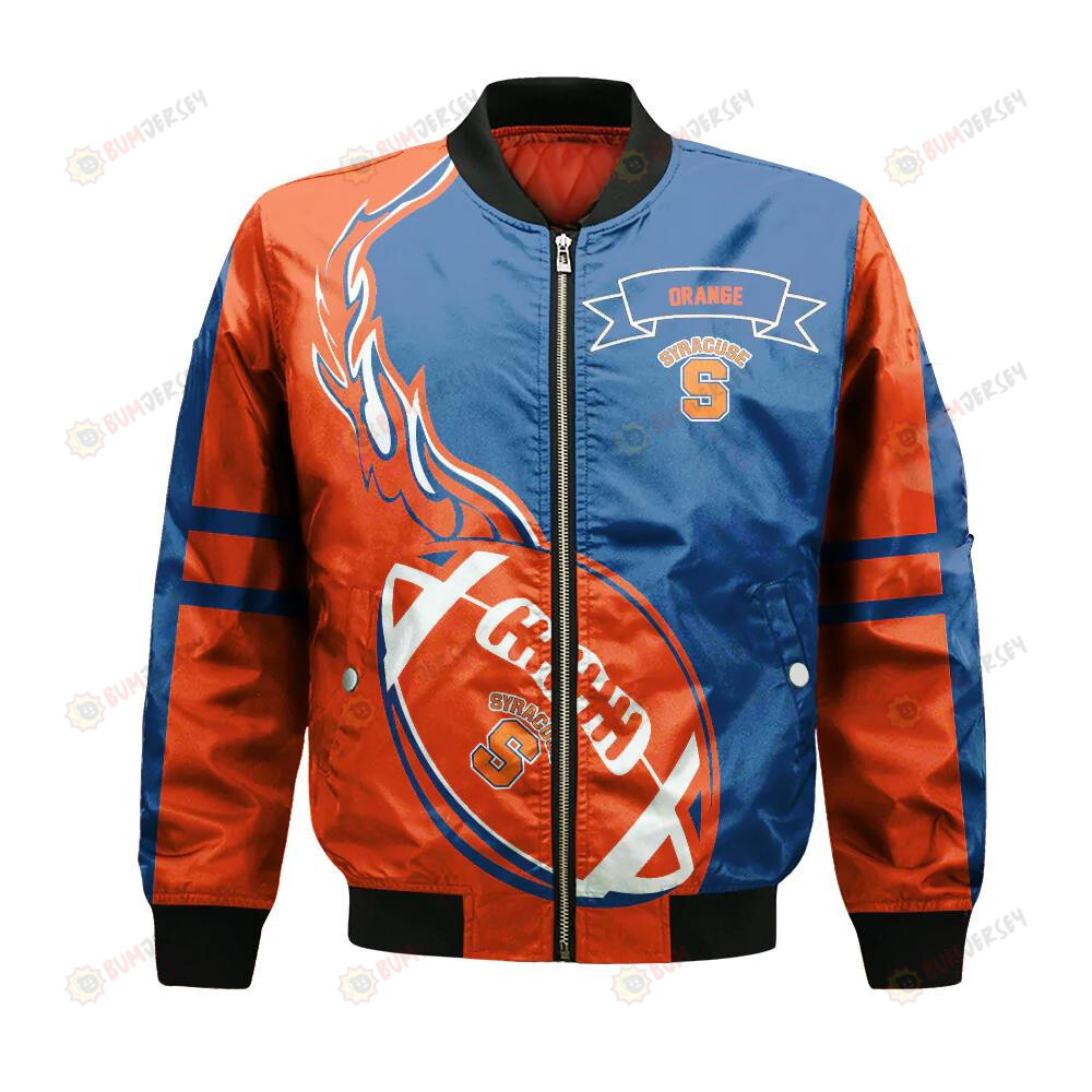 Syracuse Orange Bomber Jacket 3D Printed Flame Ball Pattern