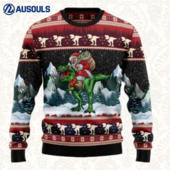 T Rex Santa Clause Ugly Sweaters For Men Women Unisex