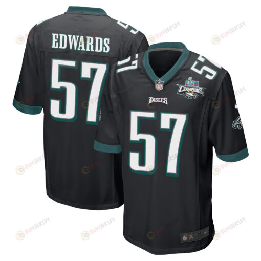 T.J. Edwards 57 Philadelphia Eagles Super Bowl LVII Champions 2 Stars Men's Jersey - Black