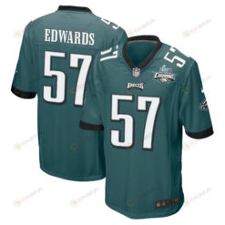 T.J. Edwards 57 Philadelphia Eagles Super Bowl LVII Champions 2 Stars Men's Jersey - Midnight Green