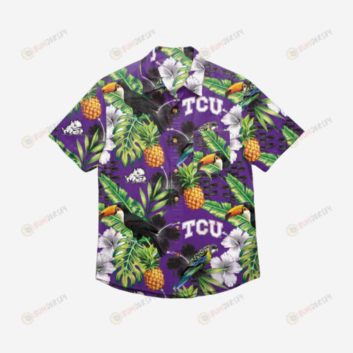 TCU Horned Frogs Floral Button Up Hawaiian Shirt