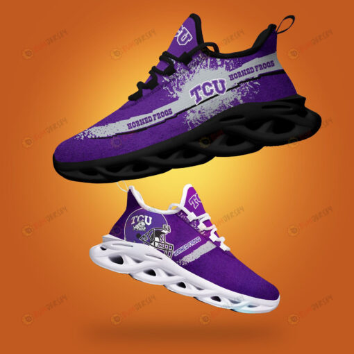 TCU Horned Frogs Logo Helmet And Splatter Pattern 3D Max Soul Sneaker Shoes