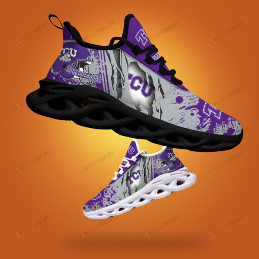 TCU Horned Frogs Logo Torn And Splatter Pattern 3D Max Soul Sneaker Shoes