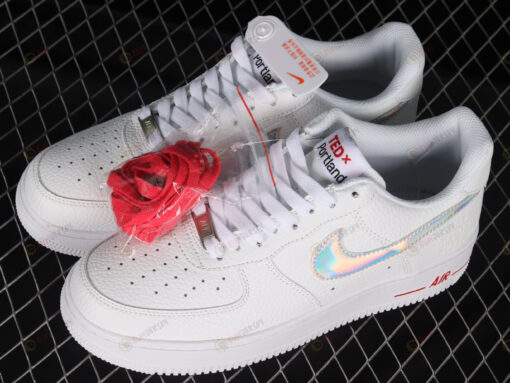 TED x Portland x Nike Air Force 1 07 Low LV8 White Laser Silver Red Shoes Sneakers