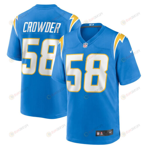 Tae Crowder 58 Los Angeles Chargers Team Game Men Jersey - Powder Blue