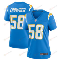 Tae Crowder 58 Los Angeles Chargers Women's Team Game Jersey - Powder Blue