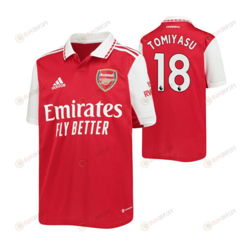 Takehiro Tomiyasu 18 Arsenal 2022/23 Youth Home Jersey - Red