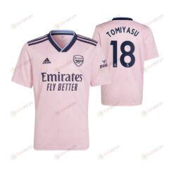 Takehiro Tomiyasu 18 Arsenal 2022/23 Youth Third Jersey - Pink