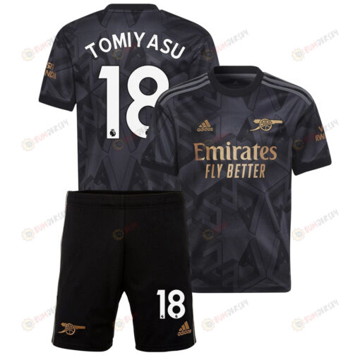 Takehiro Tomiyasu 18 Arsenal Away Kit 2022 - 2023 Youth Jersey - Black