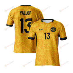 Tameka Yallop 13 Australia 2023 Youth Home Jersey - Yellow - All Over Printed Jersey