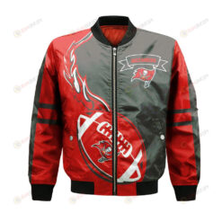 Tampa Bay Buccaneers Bomber Jacket 3D Printed Flame Ball Pattern