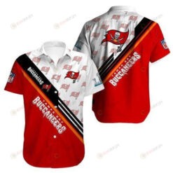 Tampa Bay Buccaneers Curved Hawaiian Shirt In Red And White