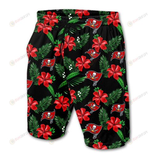 Tampa Bay Buccaneers Floral Pattern Hawaiian Summer Shorts Men Shorts In Black - Print Shorts
