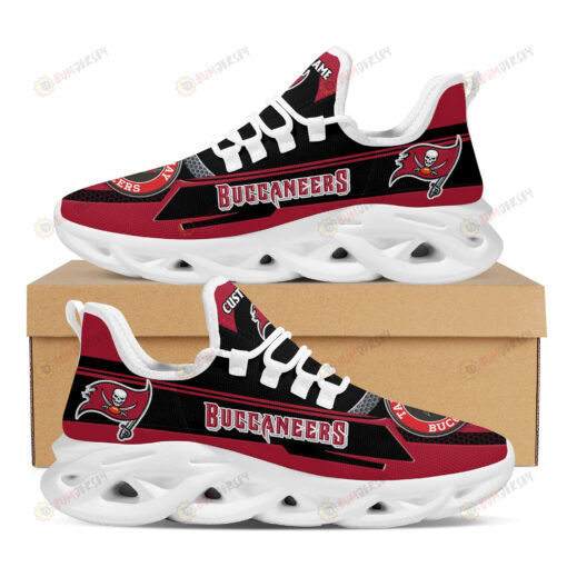 Tampa Bay Buccaneers Logo Line Pattern Custom Name 3D Max Soul Sneaker Shoes In Red Black