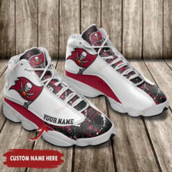 Tampa Bay Buccaneers Logo Splatter Pattern Custom Name Air Jordan 13 Shoes Sneakers