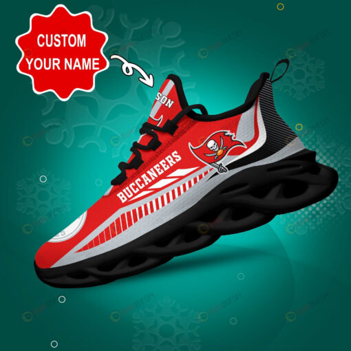 Tampa Bay Buccaneers Logo Stripe Line Pattern Custom Name 3D Max Soul Sneaker Shoes