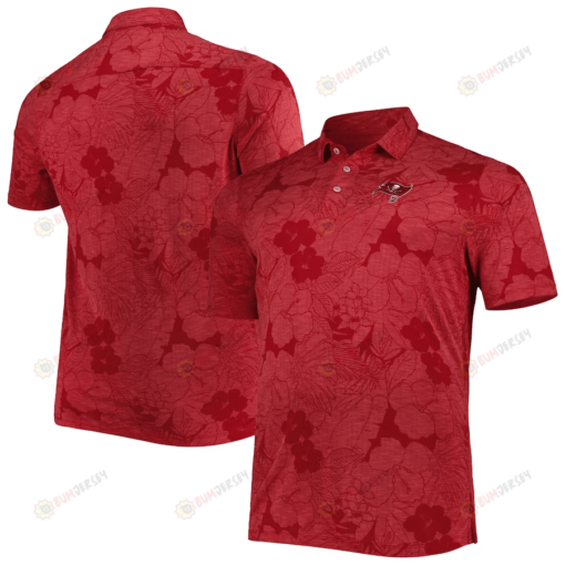 Tampa Bay Buccaneers Men Polo Shirt Floral Flowers Pattern Printed - Red