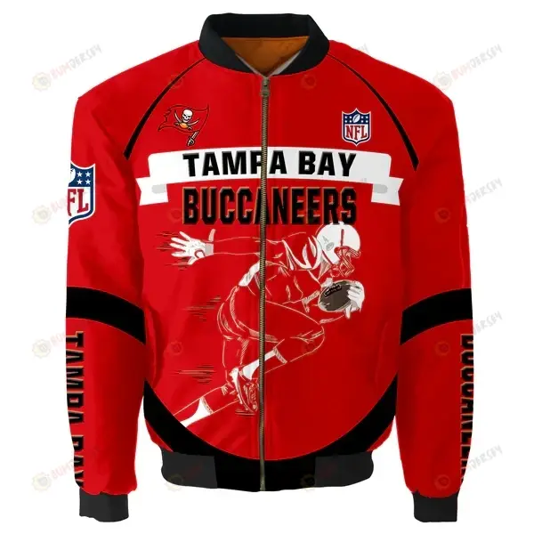 Tampa Bay Buccaneers Player Running Pattern Bomber Jacket - Red