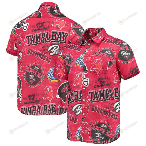 Tampa Bay Buccaneers Red Thematic Button-Up Hawaiian Shirt