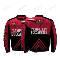 Tampa Bay Buccaneers Team Logo Pattern Bomber Jacket - Black And Red