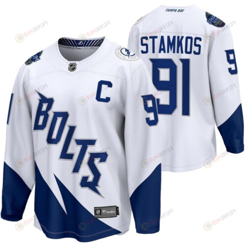 Tampa Bay Lightning 91 Steven Stamkos 2022 Stadium Series White Jersey Jersey