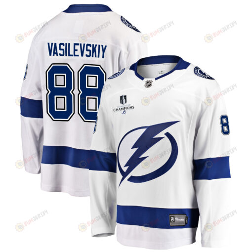 Tampa Bay Lightning Andrei Vasilevskiy 88 Away 2022 Stanley Cup Champions Breakaway Men Jersey - White