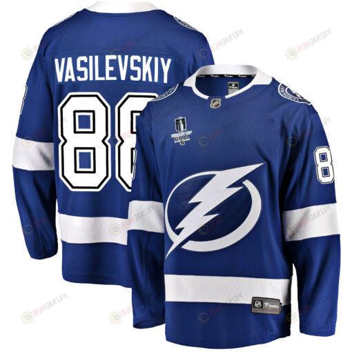 Tampa Bay Lightning Andrei Vasilevskiy 88 Home 2022 Stanley Cup Final Breakaway Men Jersey - Blue