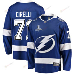 Tampa Bay Lightning Anthony Cirelli 71 Home 2022 Stanley Cup Champions Breakaway Men Jersey - Blue