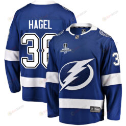 Tampa Bay Lightning Brandon Hagel 38 Home 2022 Stanley Cup Champions Breakaway Men Jersey - Blue